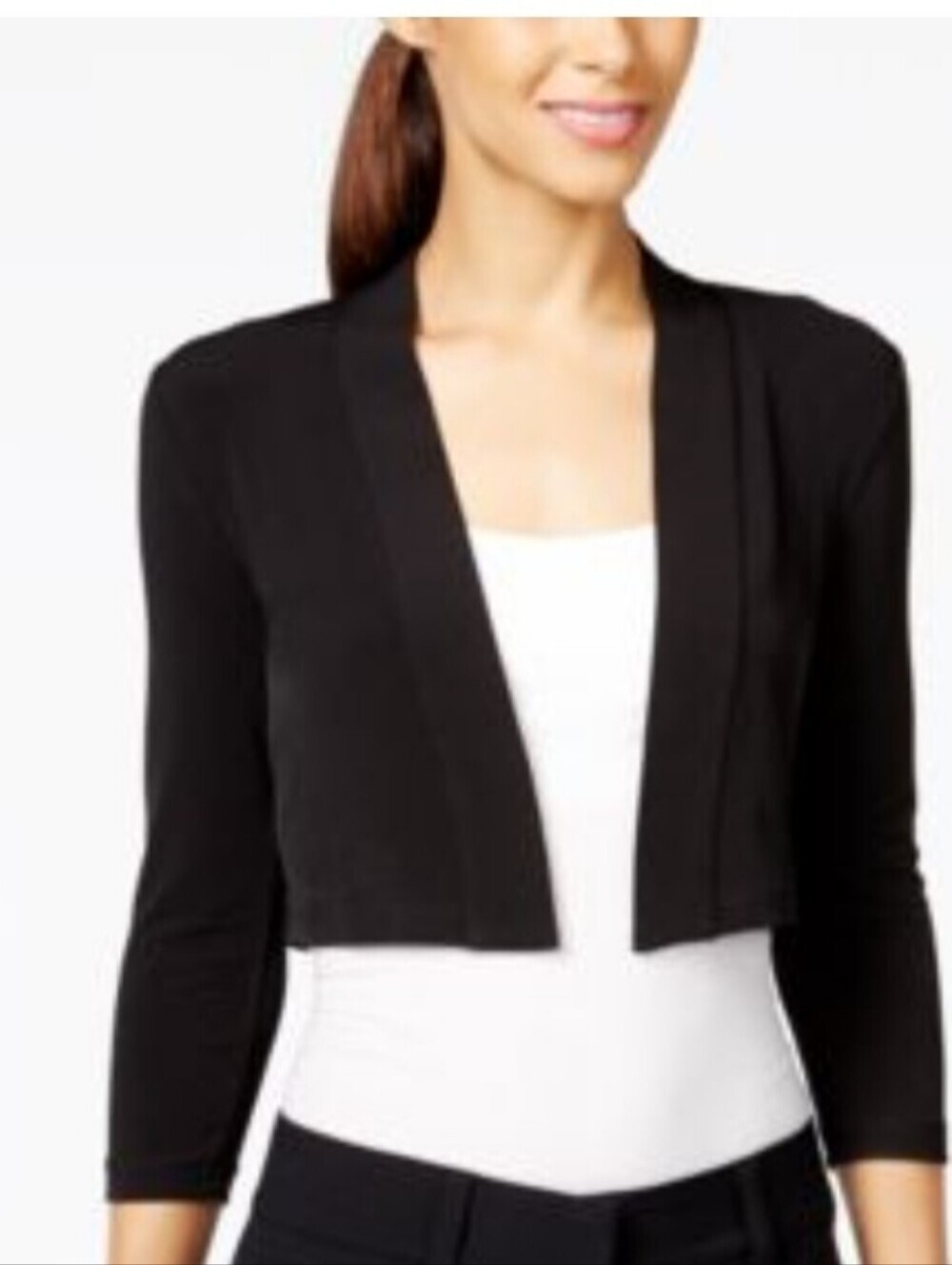 Calvin Klein Womens Open Front Cardigan Knit Black Cotton & Nylon Sz S
